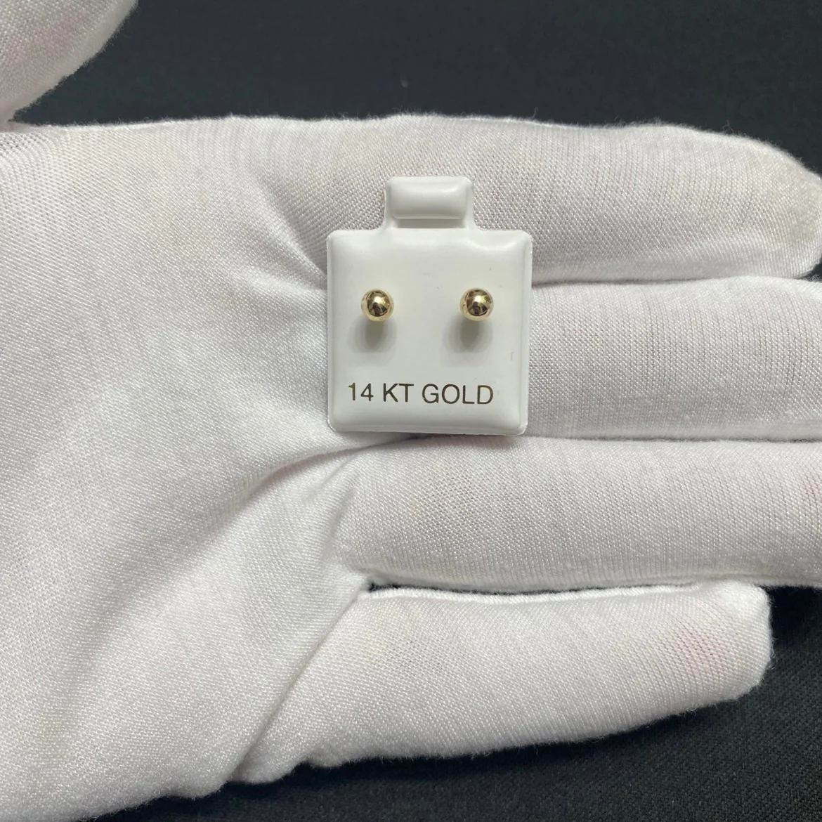 14k Gold Ball Stud Earrings - Image 4